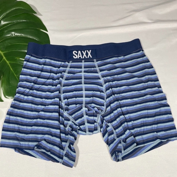 NIB SAXX [ Small XL ] Vibe Modern Fit Stretch Boxer Briefs Blue Stripe‎ - Picture 10 of 16